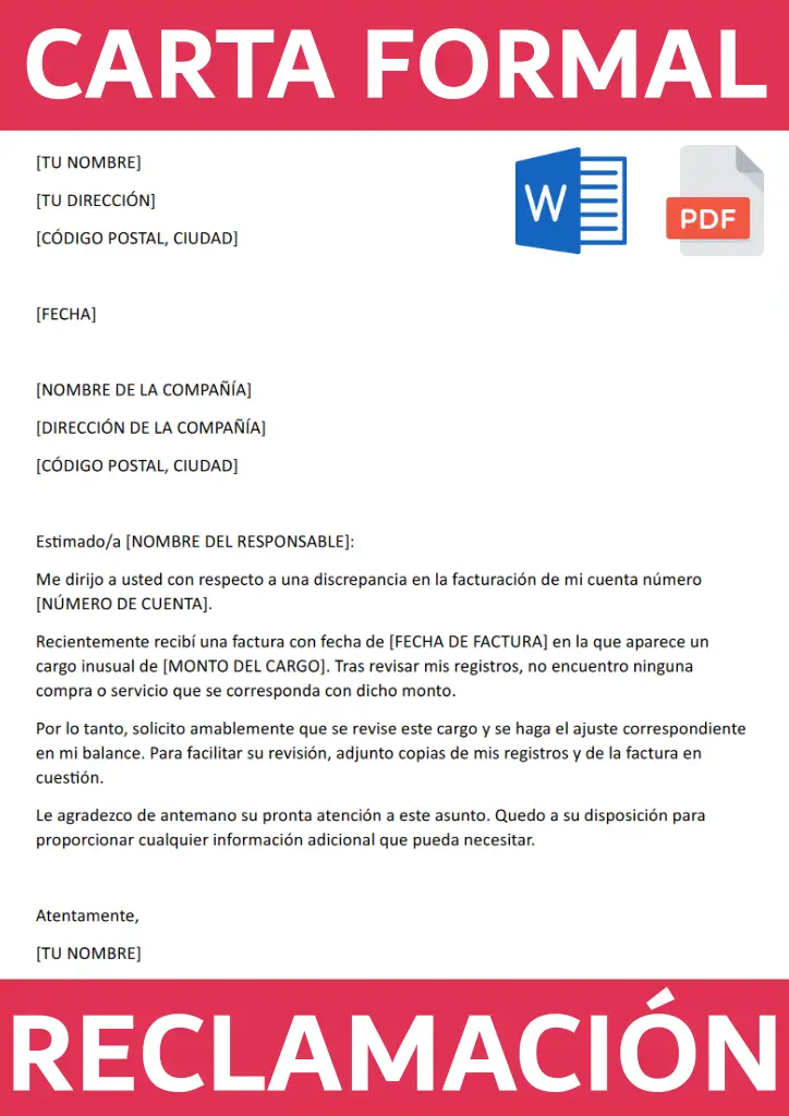 Carta Formal De Reclamación Ejemplos Gratis Word Pdf 6924