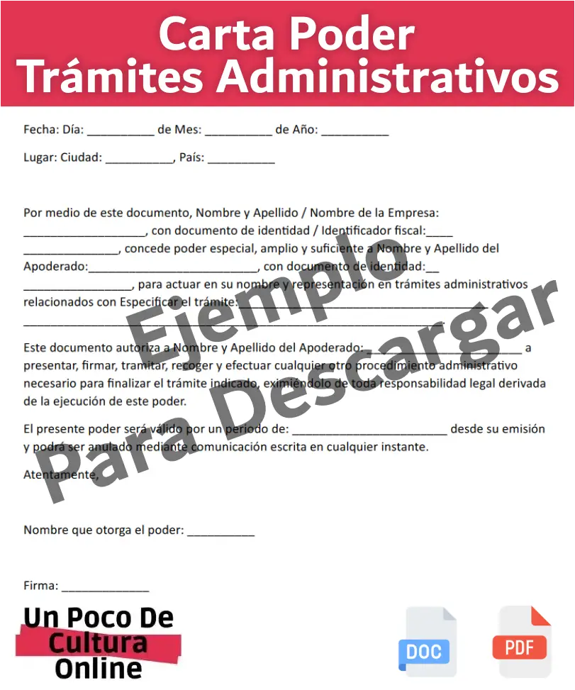 Carta poder para tr mites administrativos modelos para descarga