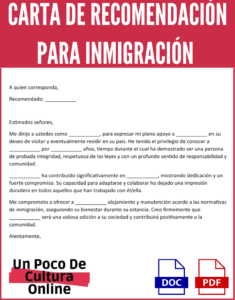 Carta de Recomendación para Inmigración | Ejemplos Gratis