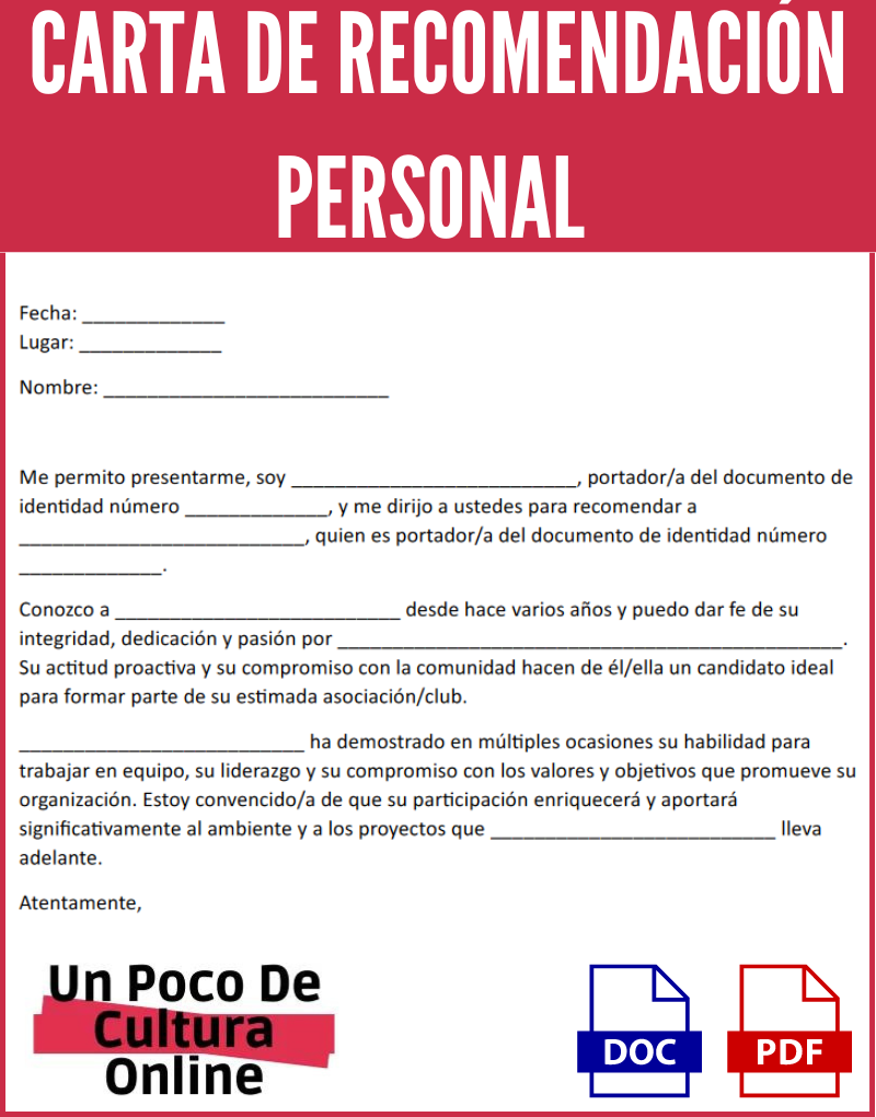 Carta de recomendación personal