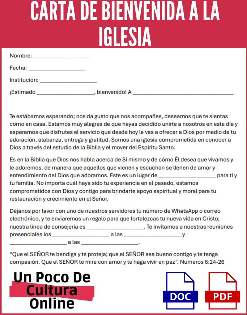 Ejemplo de una carta de bienvenida a la iglesia