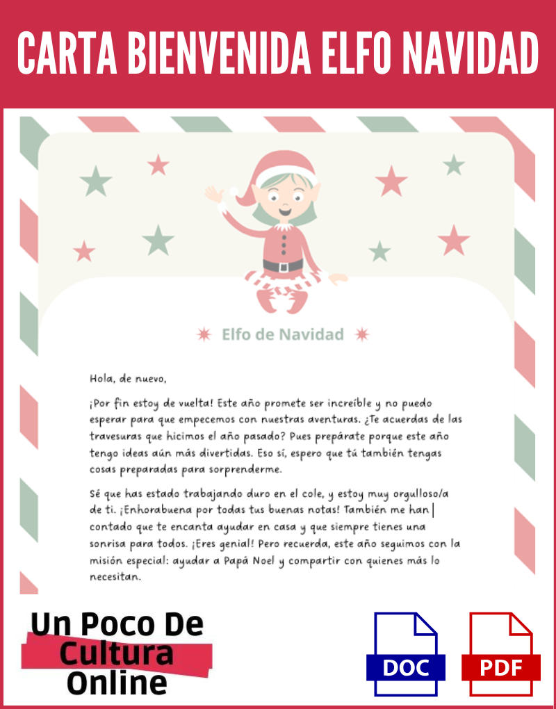 Carta de Bienvenida Elfo Navidad