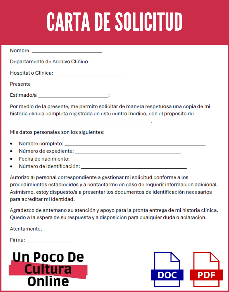 ejemplo carta de solicitud para descargar y editar