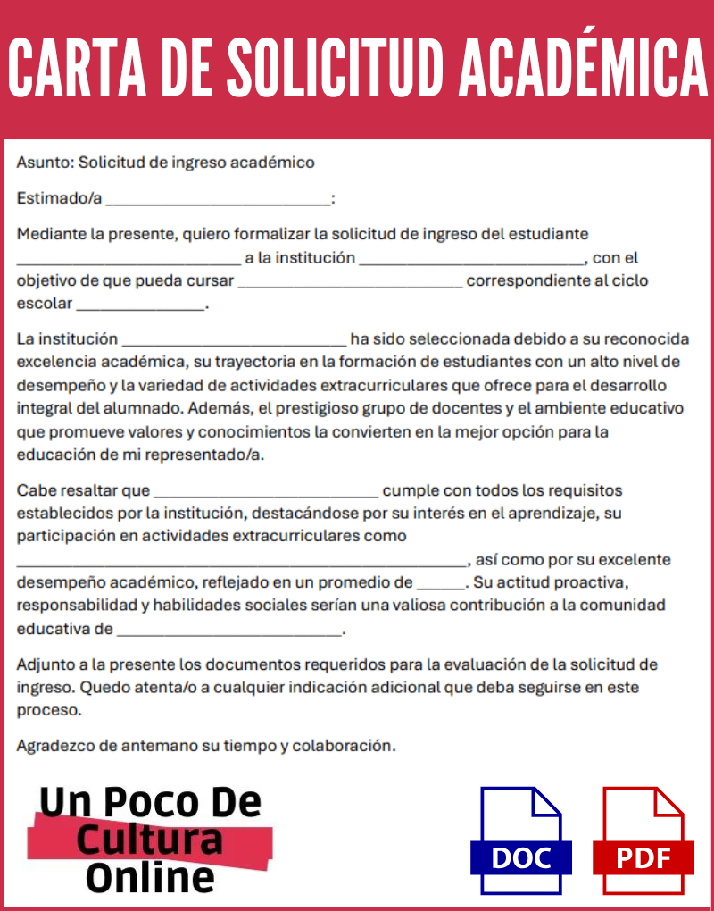 ejemplo de carta de solicitud académica