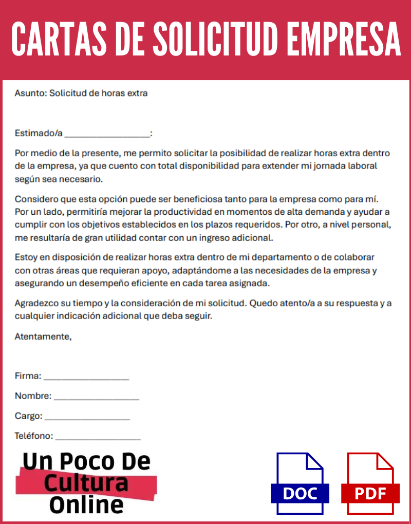 carta de solicitud en una empresa