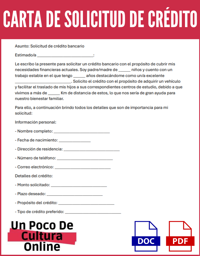 ejemplo de carta de solicitud de crédito