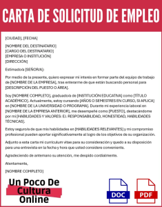 Portada Carta de Solicitud de empleo